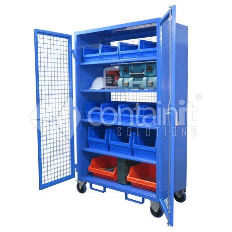 Maintenance & Service Trolley - 4 Shelves + Base Level - Containit Solutions