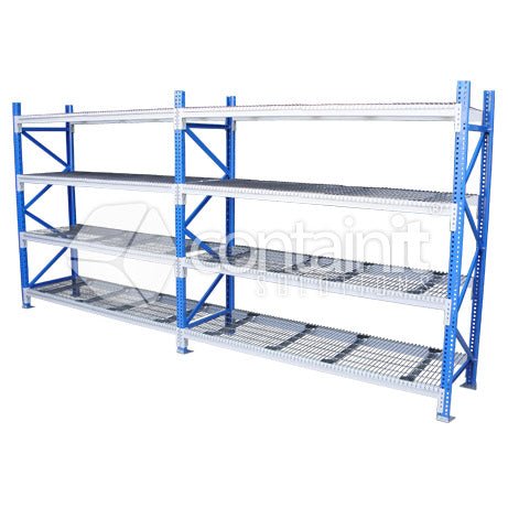 Wire Mesh Decks & Dividers to Suit Longspan - Mesh deck with 3 support channels (Fit 2 decks per 1800 x 600mm bay of Longspan) - Containit Solutions