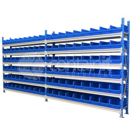 Storeman® Longspan Shelving with Small Buckets - Longspan Starter Bay - Containit Solutions